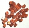 40 4mm Copper Orange Fiber Optic Cat Eye Cube Beads